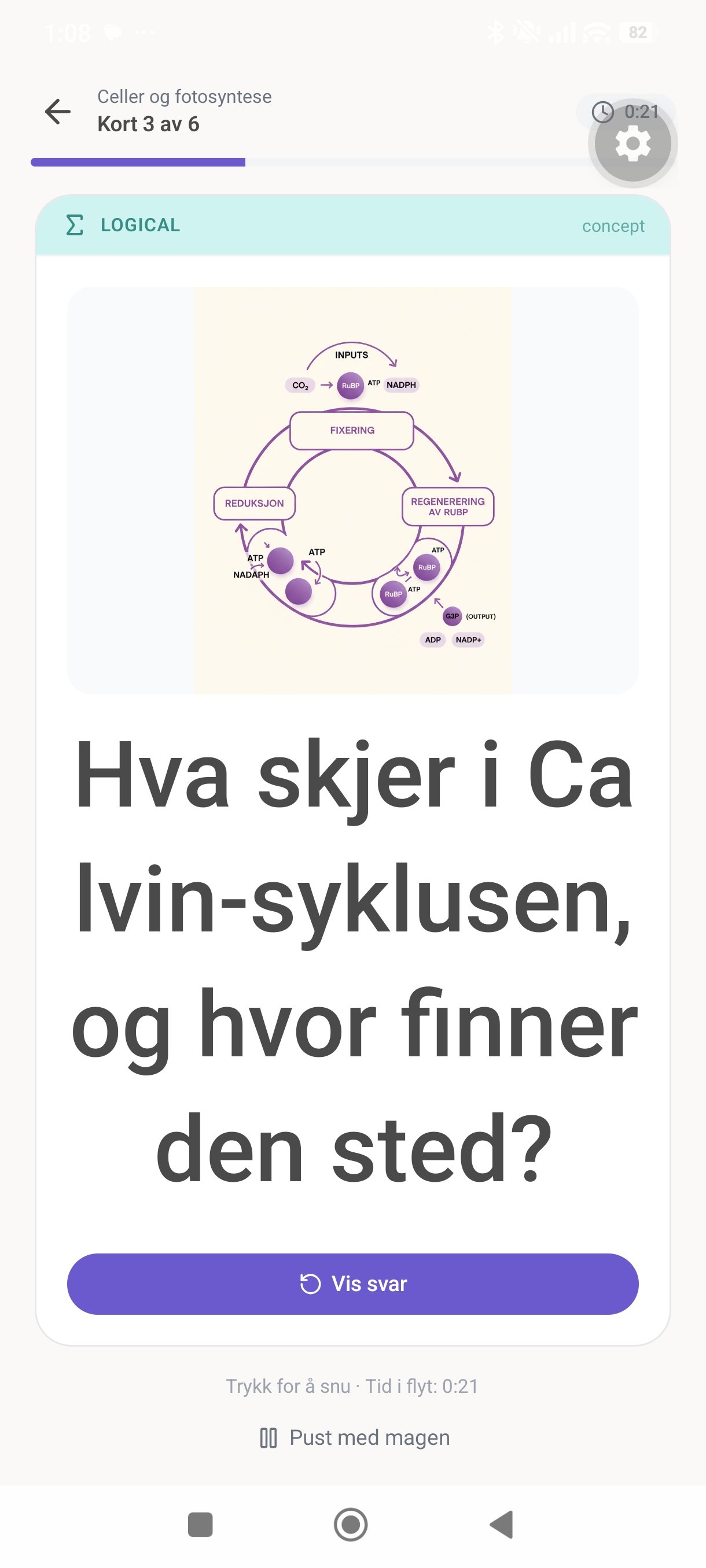Studiekort med illustrasjon av Calvin-syklusen